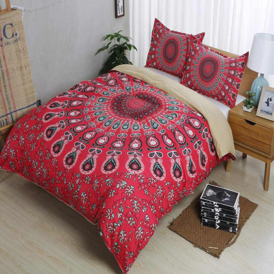 3D Bohemian Red Quilt Cover Set Bedding Set Pillowcases 119