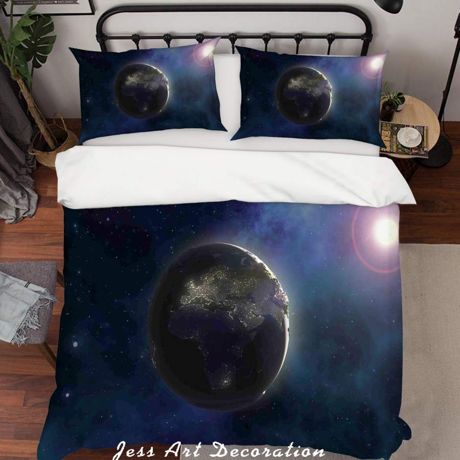 3D Blue Planet Universe Space Sun Quilt Cover Set Bedding Set Duvet Cover Pillowcases SF78