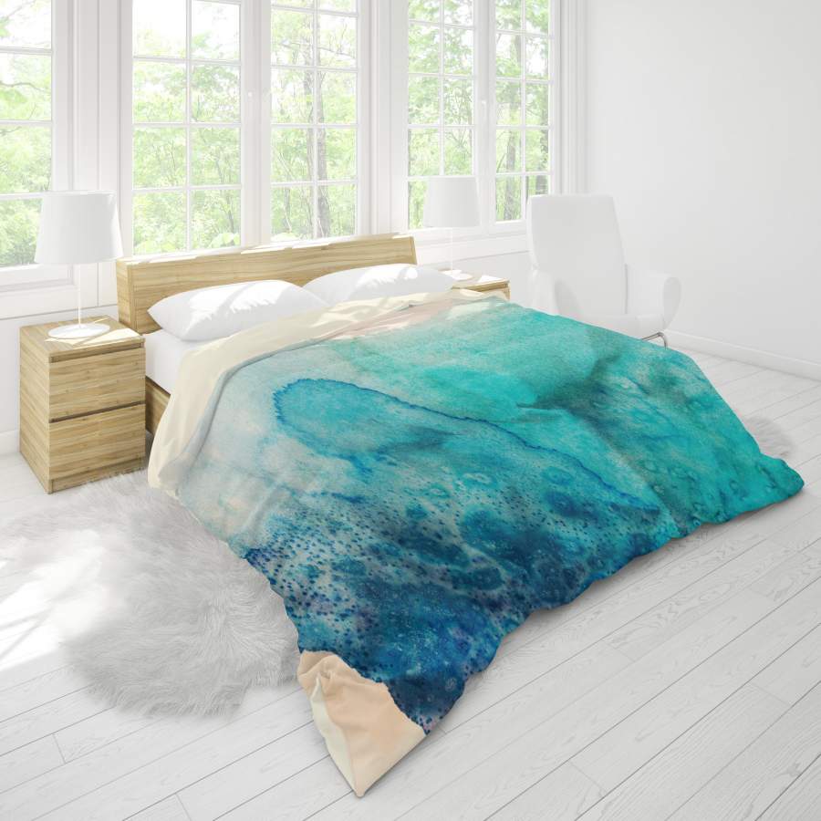 3D Blue Watercolor Quilt Cover Set Bedding Set Pillowcases 109