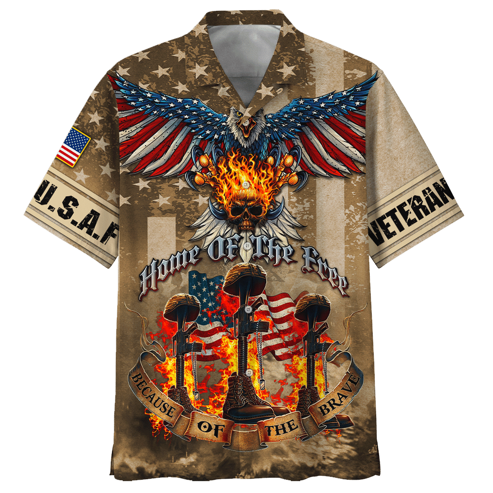 Air Force Home Of The Free Because Of The Brave Fire Gun Hawaiian Shirt