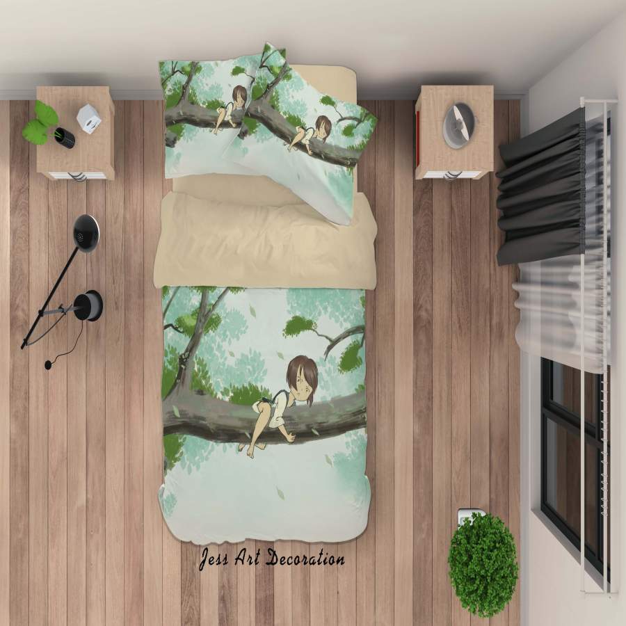 3D Girl Tree Trunk Painting Quilt Cover Set Bedding Set Duvet Cover Pillowcases A397 LQH