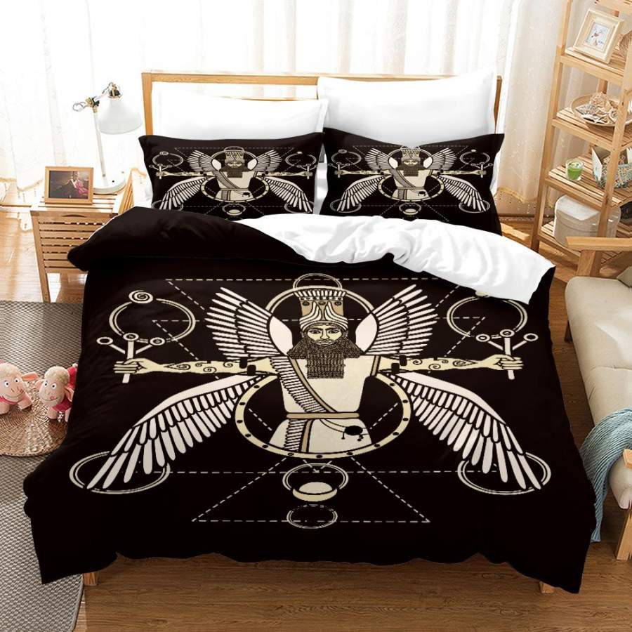 3D Black Primitive Man Wings Quilt Cover Set Bedding Set Duvet Cover Pillowcases SF114