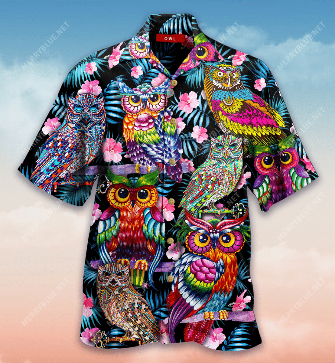 Tropical Colorful Owl Hawaiian Shirt