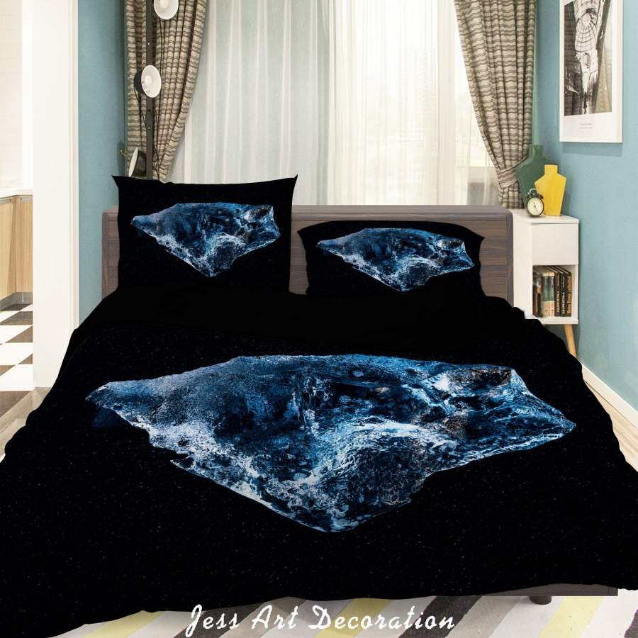 3D Meteorite Pattern Black Quilt Cover Set Bedding Set Duvet Cover Pillowcases 125 LQH