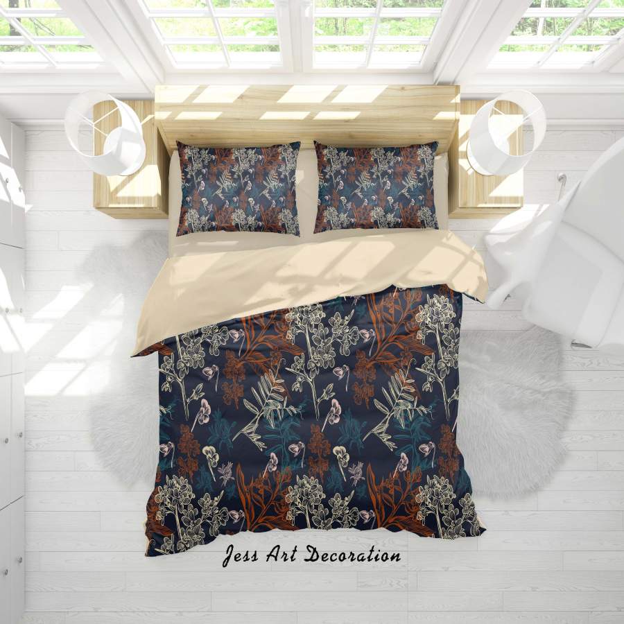 3D Dark Branch Floral Quilt Cover Set Bedding Set Duvet Cover Pillowcases SF1