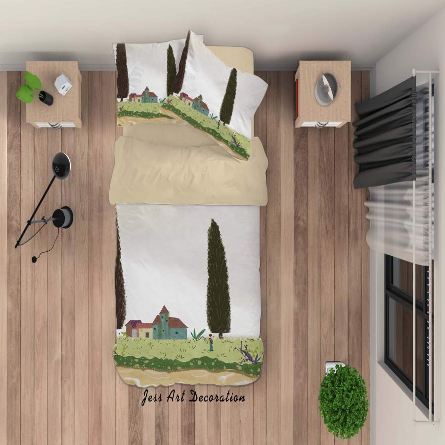 3D Tree House Grass Painting Quilt Cover Set Bedding Set Duvet Cover Pillowcases A417 LQH