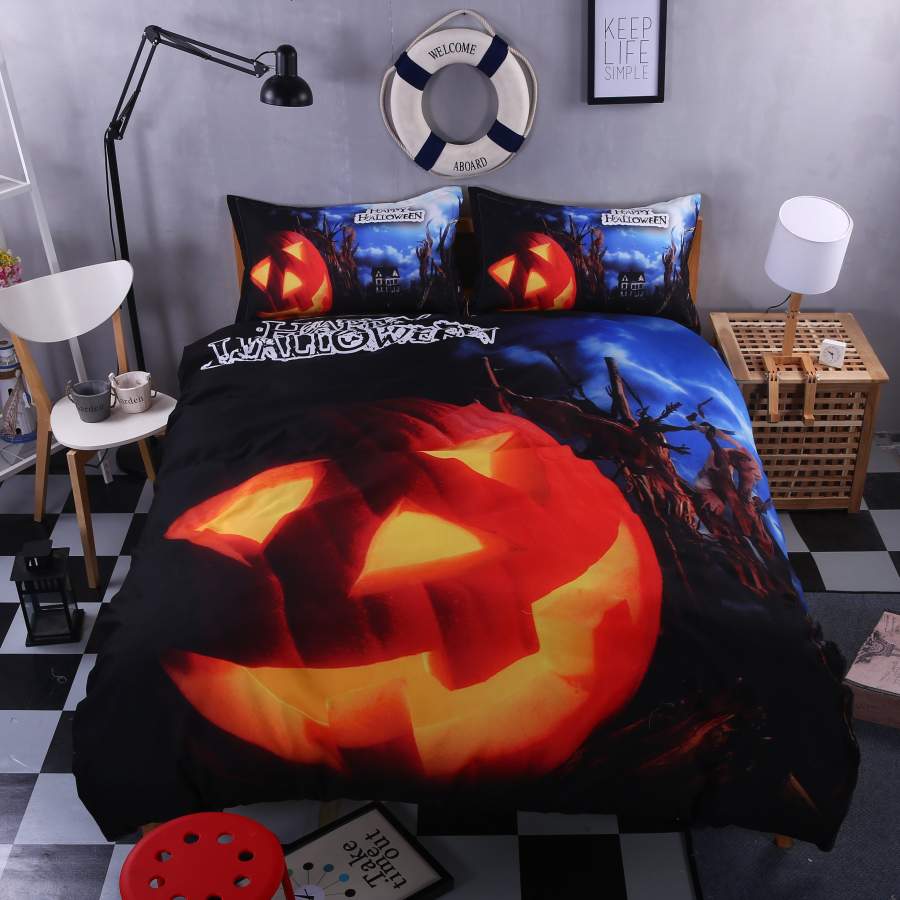 3D Halloween Pumpkin Quilt Cover Set Bedding Set Pillowcases 251