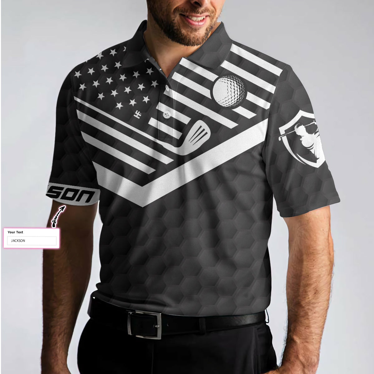 Personalized Golf American Flag Polo Shirt
