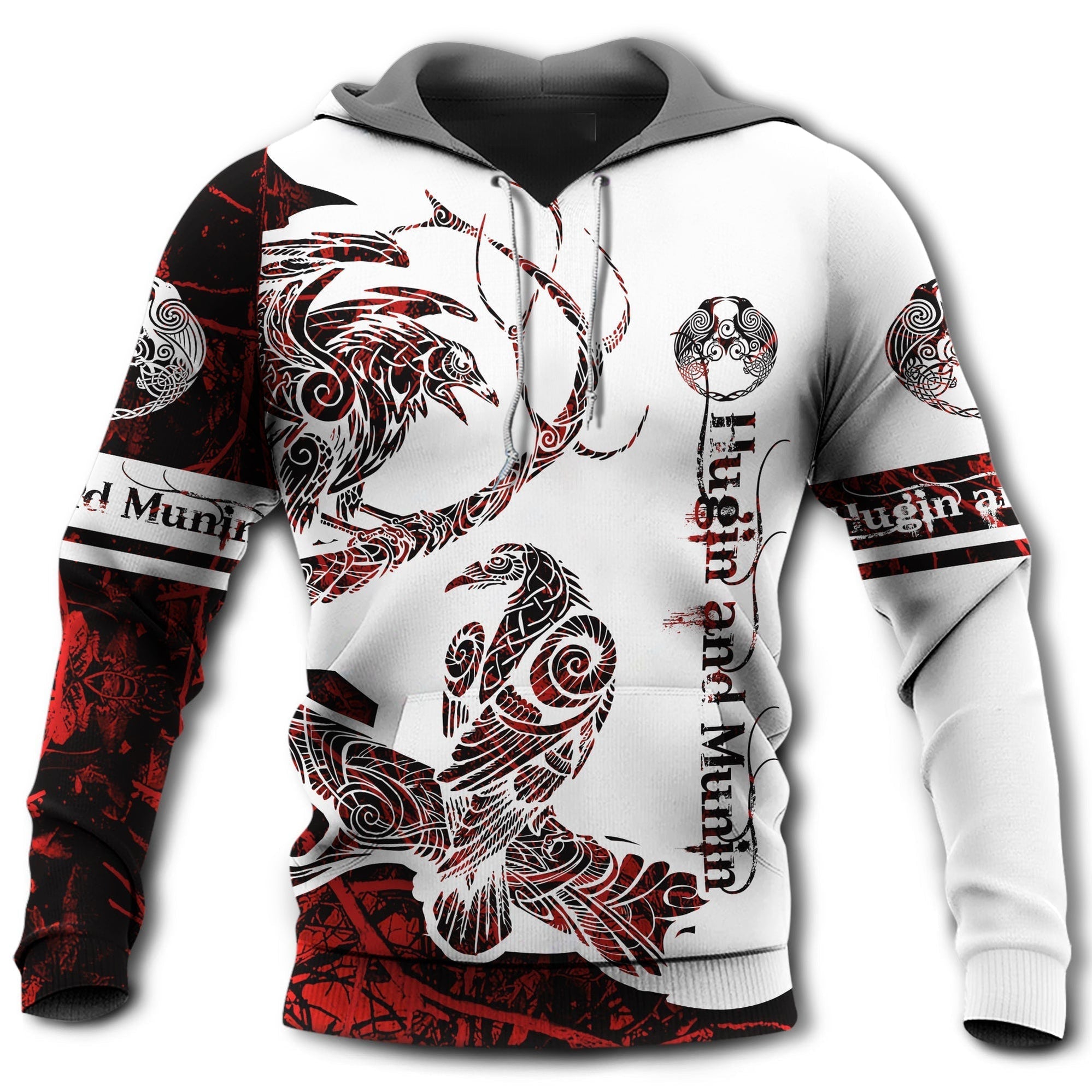 Viking Raven Legend Red And White Style With Classic – Hoodie