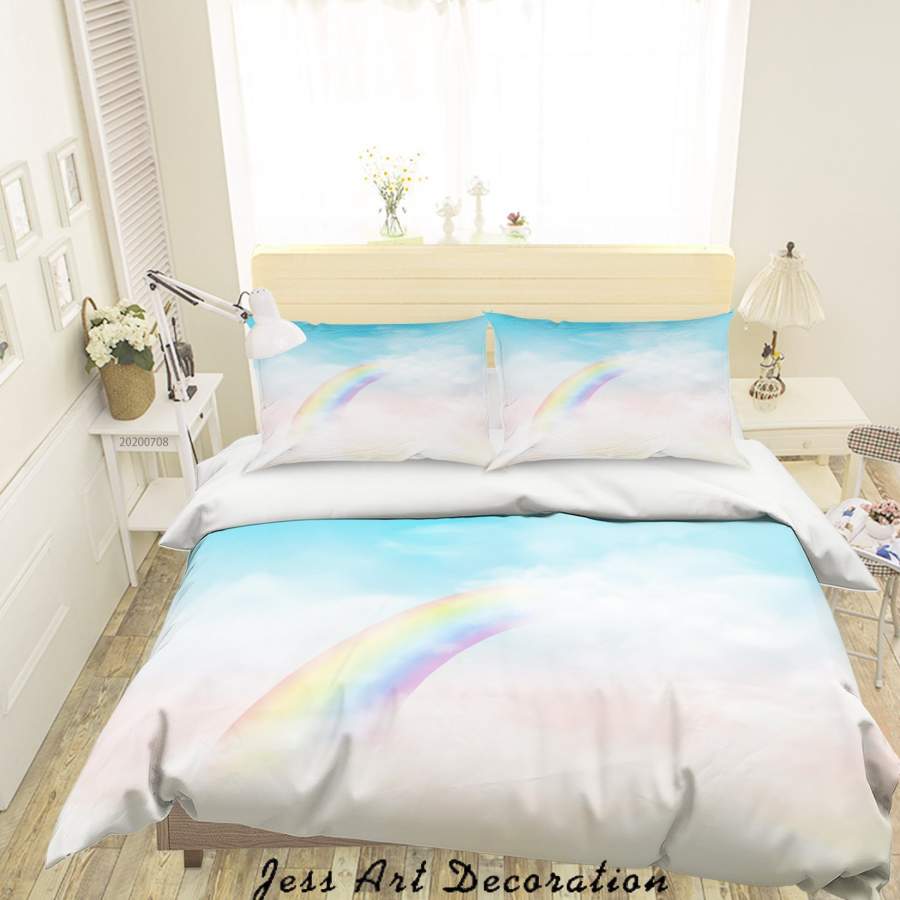 3D Blue Rainbow Quilt Cover Set Bedding Set Duvet Cover Pillowcases SF05