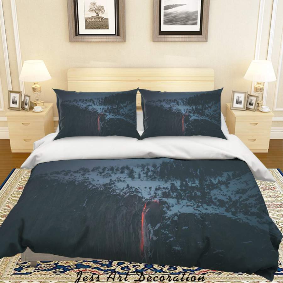 3D Snow Forest Cliff Quilt Cover Set Bedding Set Duvet Cover Pillowcases LQH A79