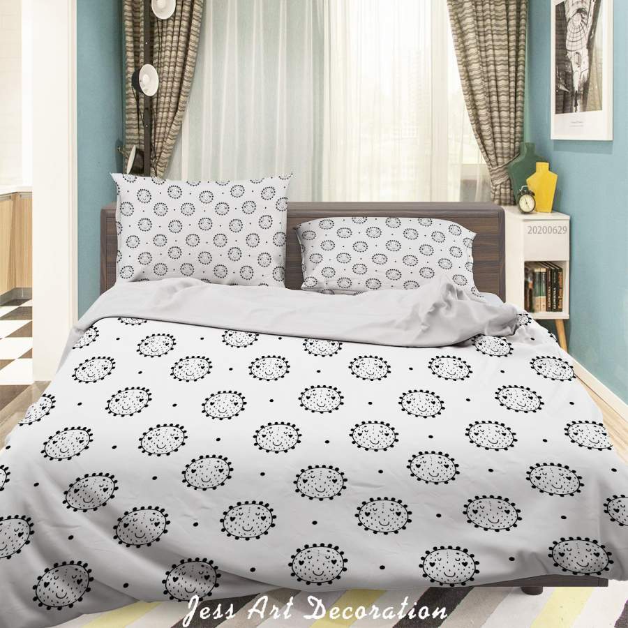 3D White Smiley Quilt Cover Set Bedding Set Duvet Cover Pillowcases SF91