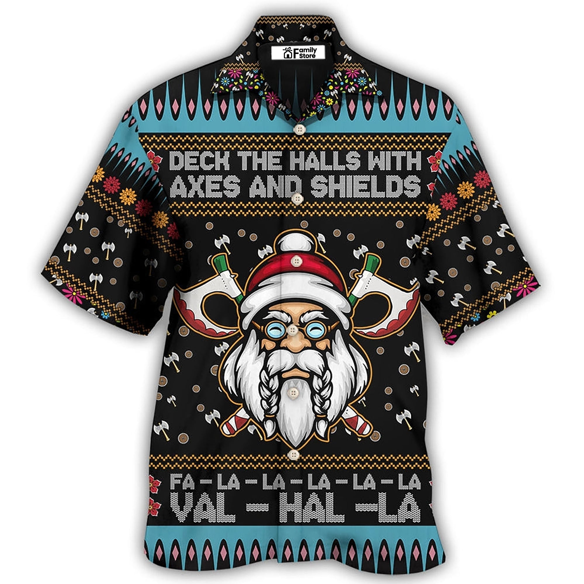 Viking Christmas Deck The Halls With Axes And Shields – Hawaiian Shirt