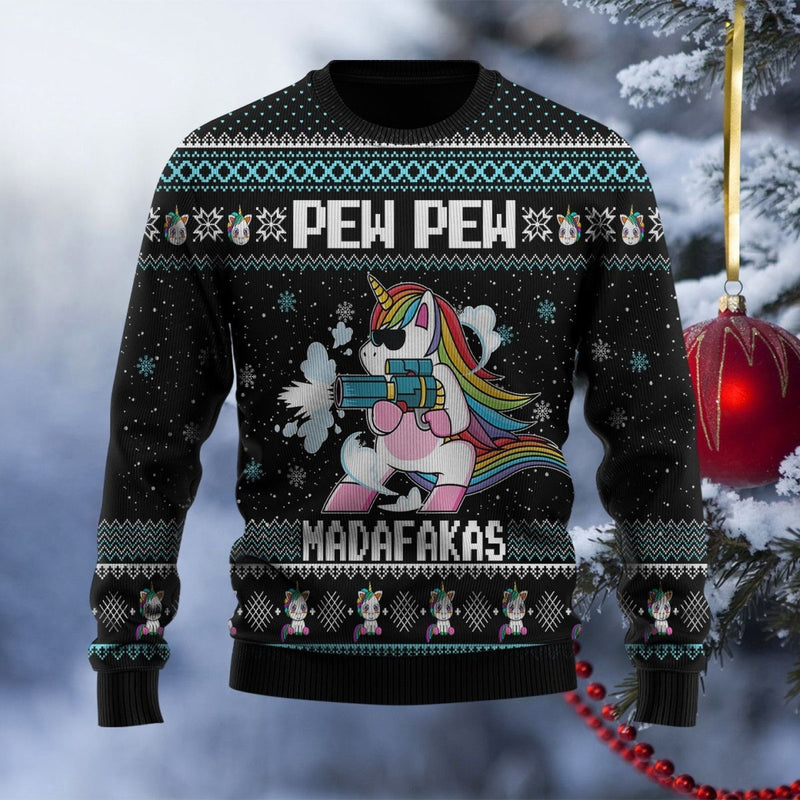 Unicorn Pew Pew Funny Ugly Sweater – Gift For Unicorn Lover