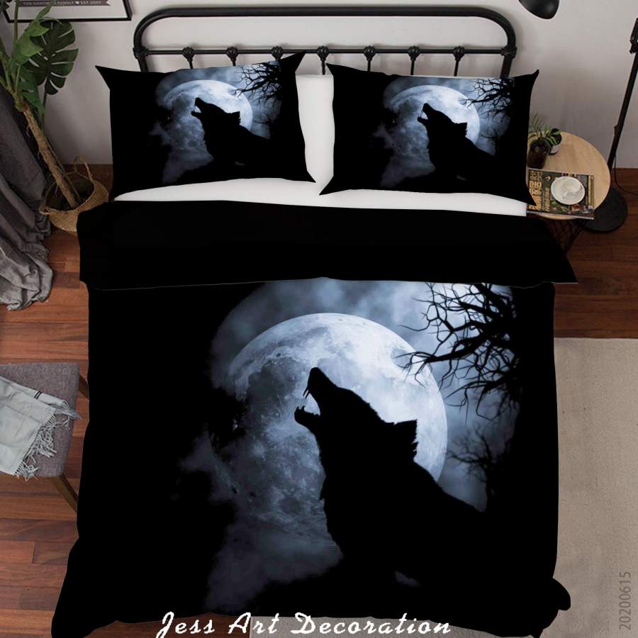 3D Moon Wolf Quilt Cover Set Bedding Set Duvet Cover Pillowcases SF07