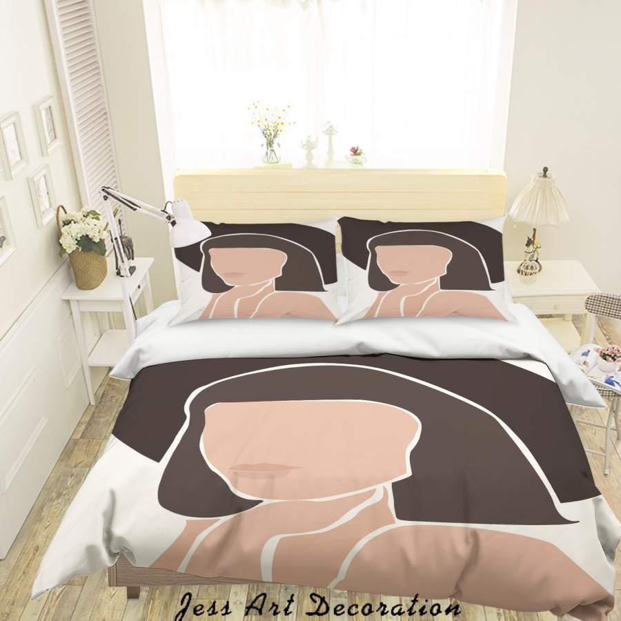 3D Beauty Lady Silhouette Quilt Cover Set Bedding Set Duvet Cover Pillowcases SF12