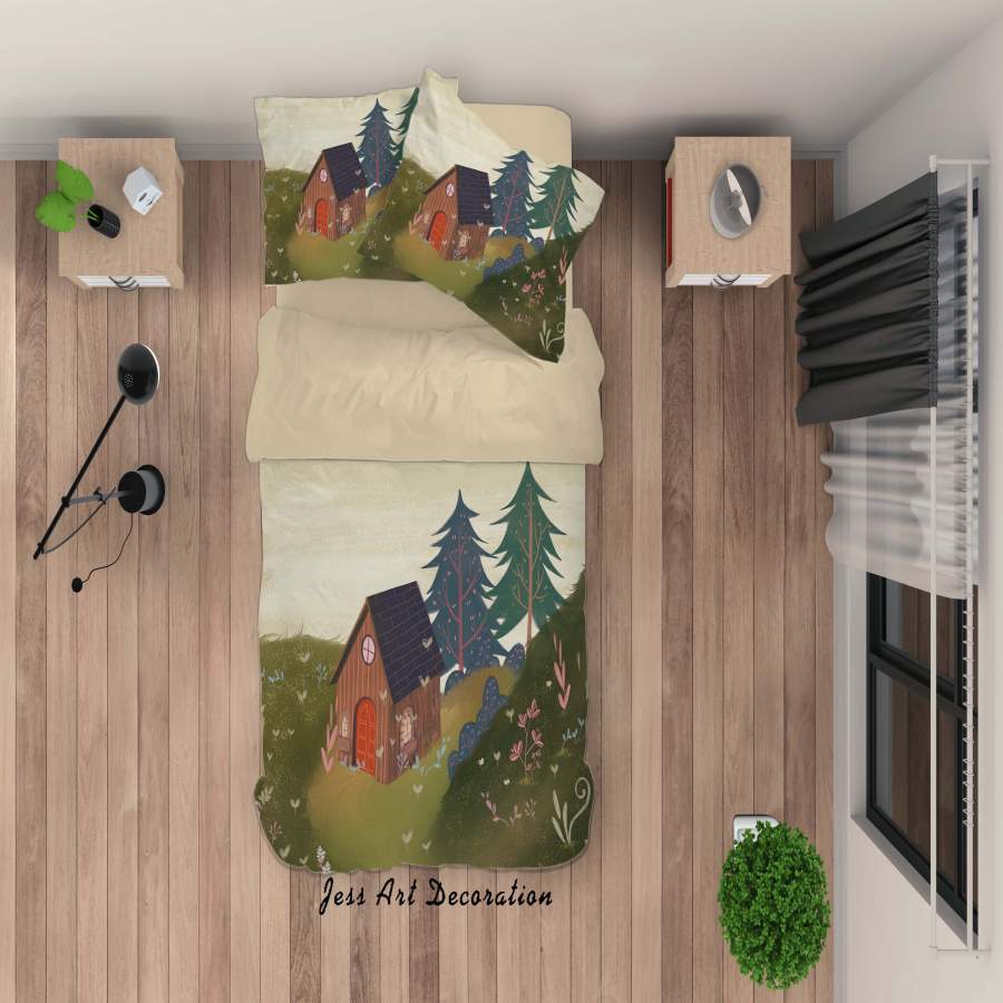 3D Pine House Painting Quilt Cover Set Bedding Set Duvet Cover Pillowcases A459 LQH