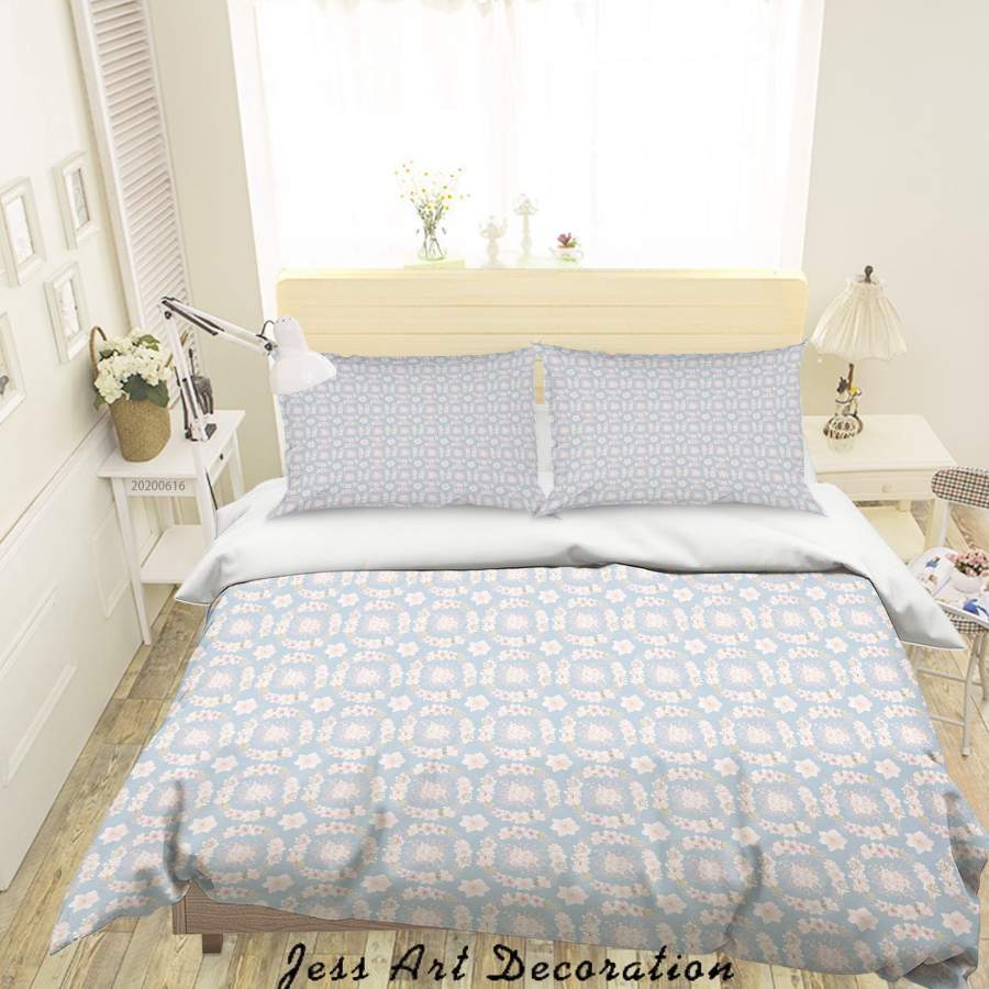 3D Blue Floral Quilt Cover Set Bedding Set Duvet Cover Pillowcases SF05