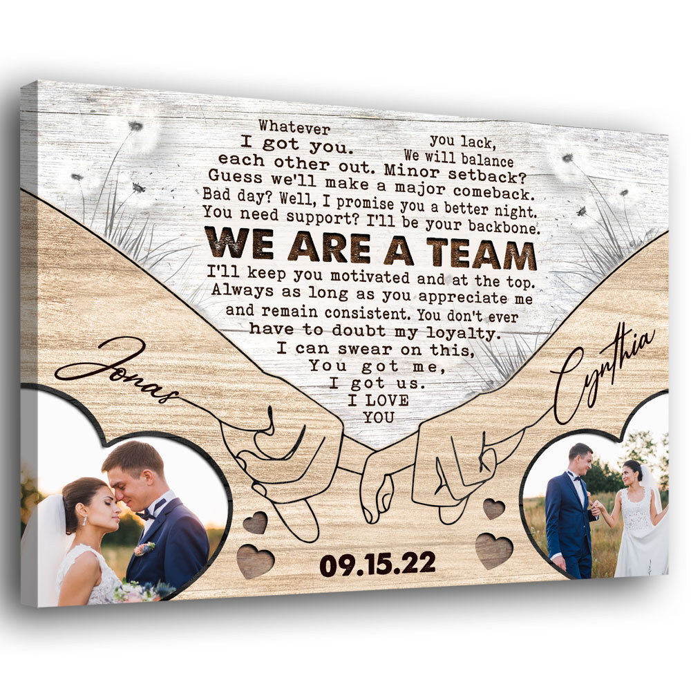 We?Re A Team Couple Anniversary Personalized Photo Canvas