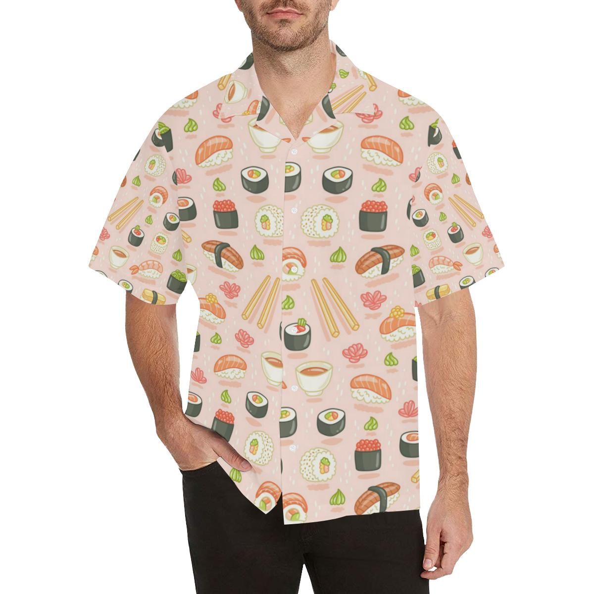 Sushi Pattern Background Men’s All Over Print Hawaiian Shirt