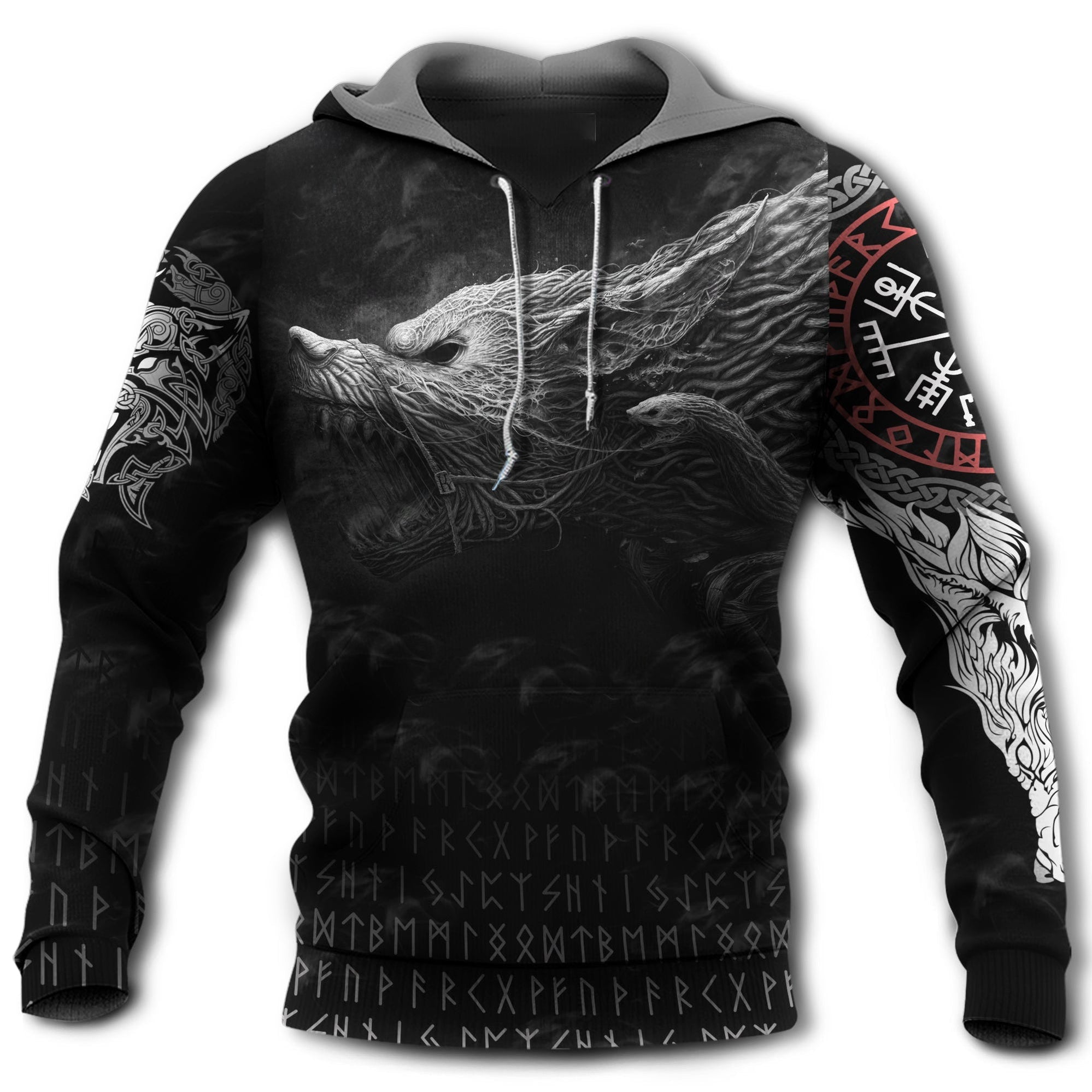 Viking Blood Wolf In Grey And Black – Hoodie