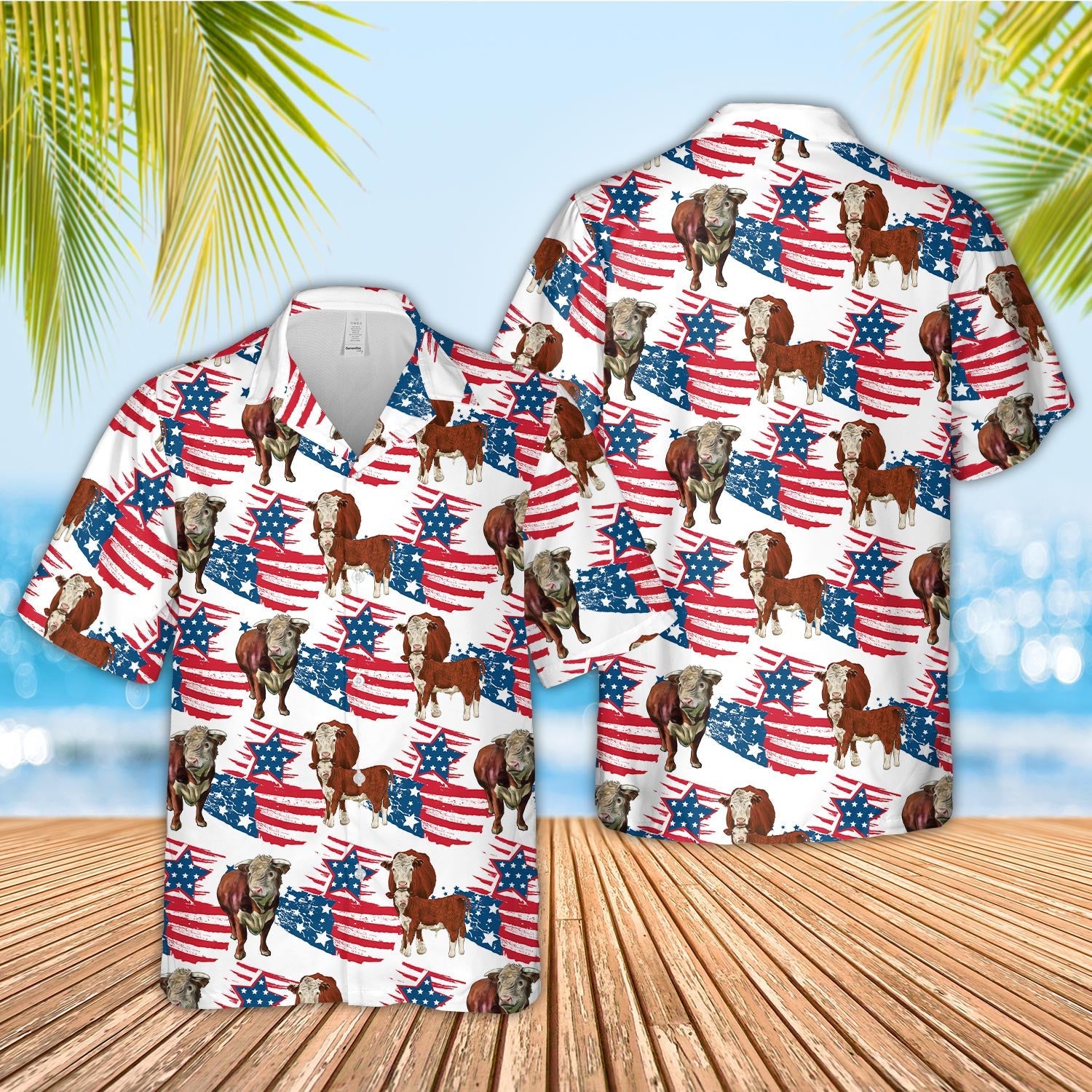 Unique Hereford Happy Flag 3D Hawaiian Shirt