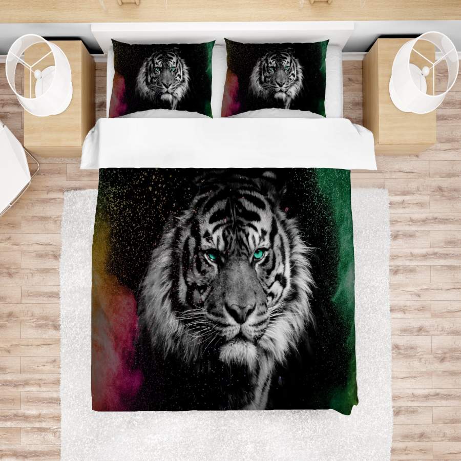 3D White Black Tiger Quilt Cover Set Bedding Set Pillowcases 32