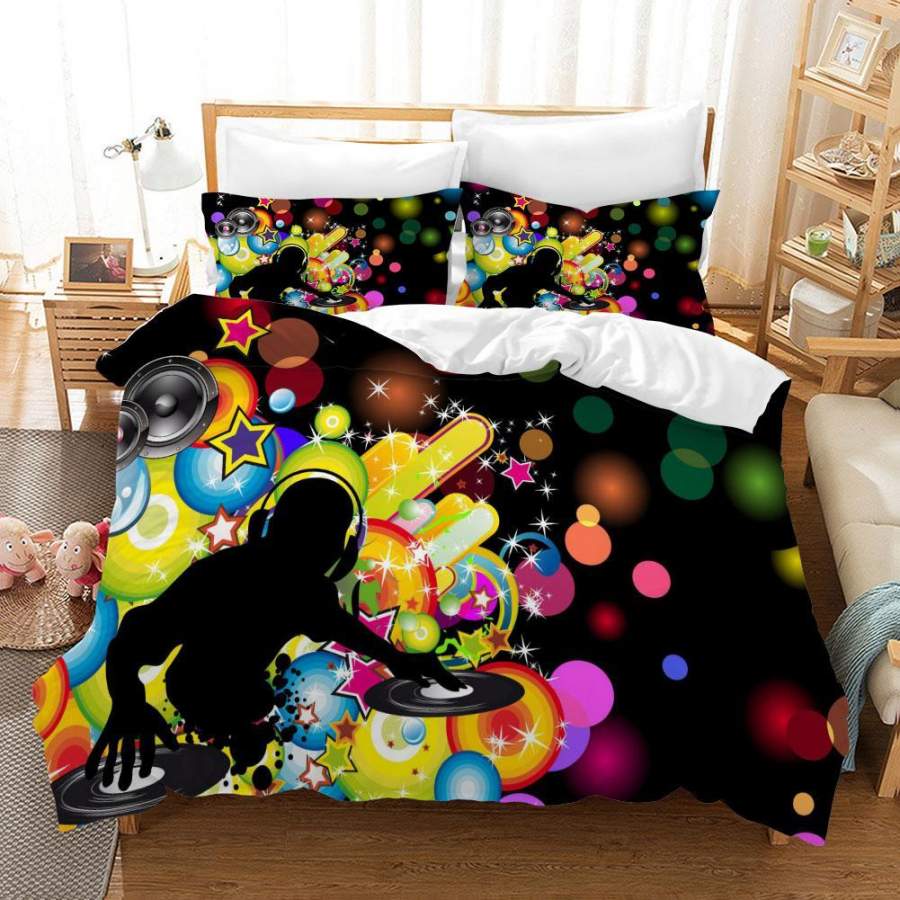 3D Music DJ Disc Jockey Quilt Cover Set Bedding Set Pillowcases 79