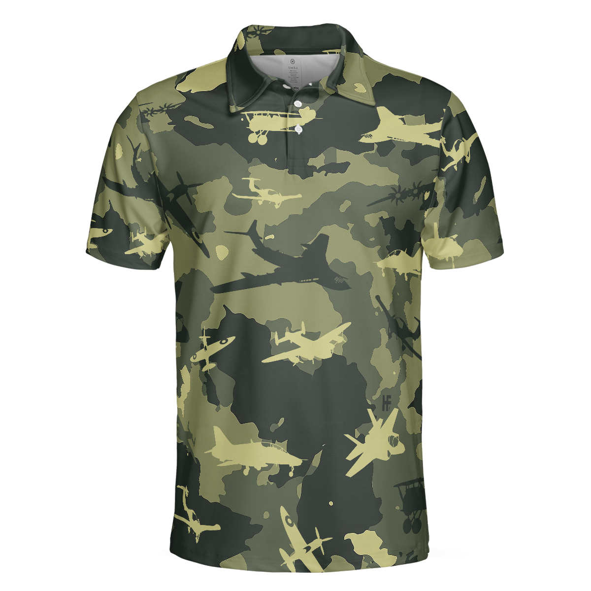 Aircraft Green Camouflage Short Sleeve Army Polo Shirt