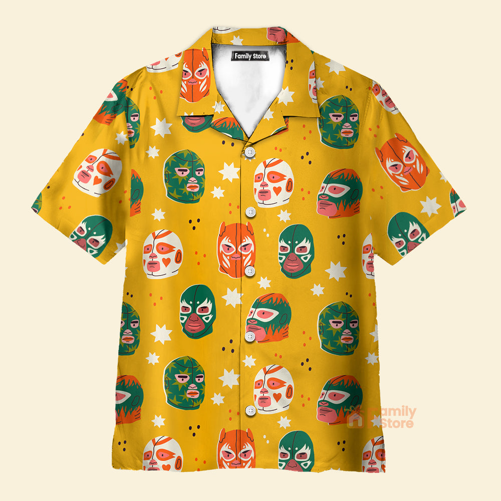 Wrestling Character Pattern Yellow – Hawaiian Shirt