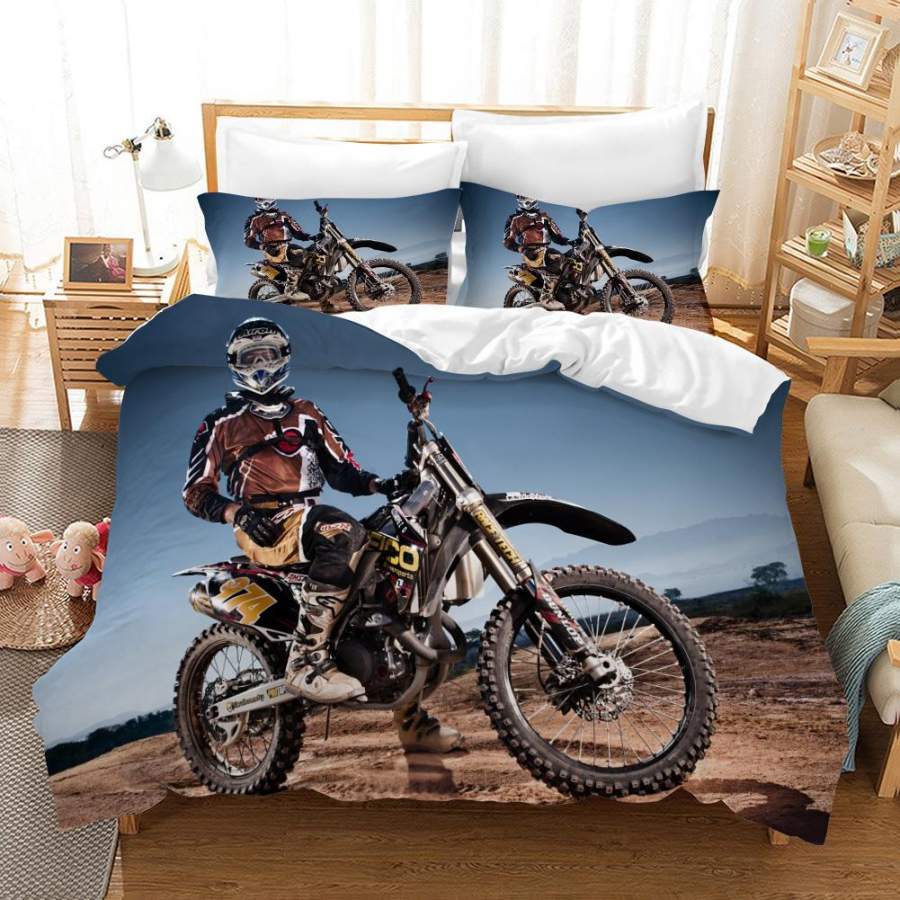 3D Motocross Desert Quilt Cover Set Bedding Set Pillowcases 176