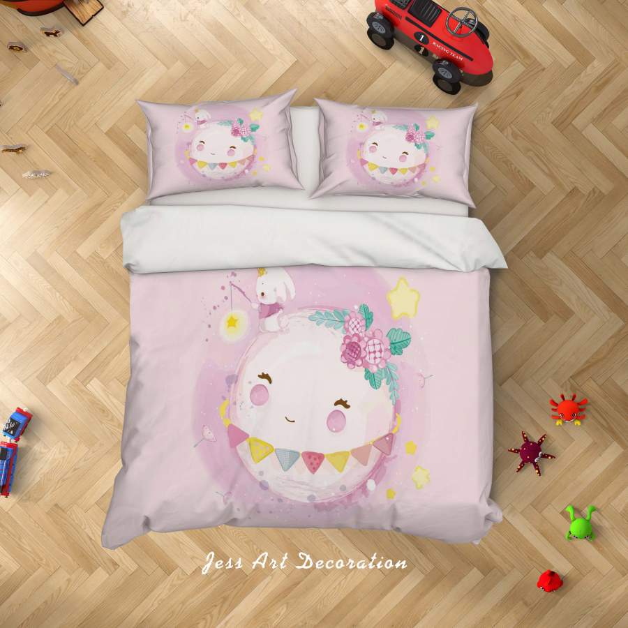 3D Pink Cartoon Rabbit Quilt Cover Set Bedding Set Duvet Cover Pillowcases SF08