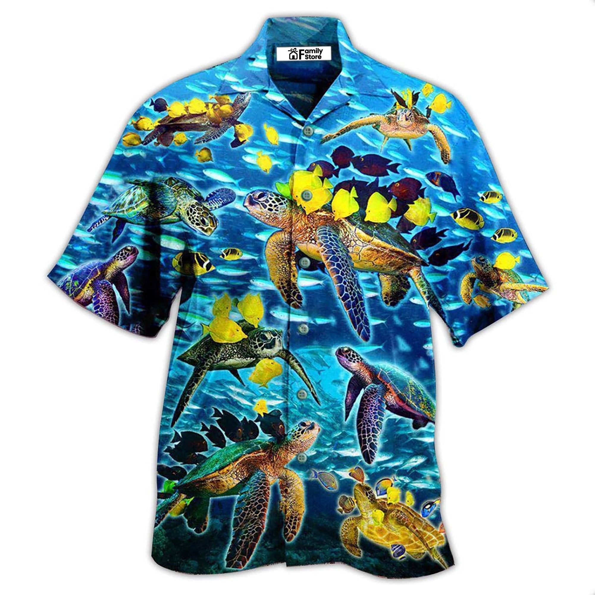 Turtle Go With The Flow Turtles And Fish Blue Ocean – Hawaiian Shirt