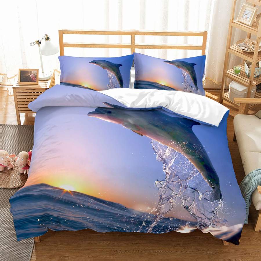 3D Dolphin Quilt Cover Set Bedding Set Duvet Cover Pillowcases SF58