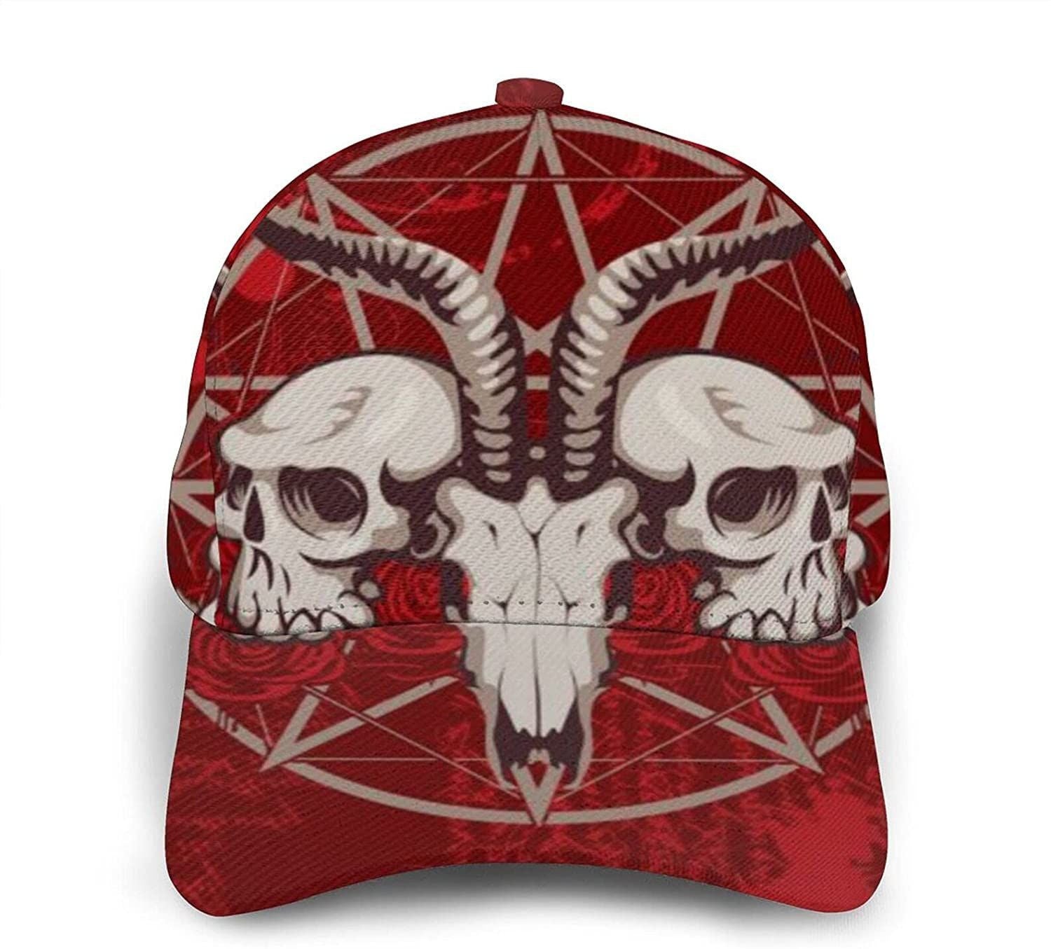 Unisex 3D Baseball Cap Horned Goat Skull With Roses Adjustable Caps Trucker Hats Sports Hat