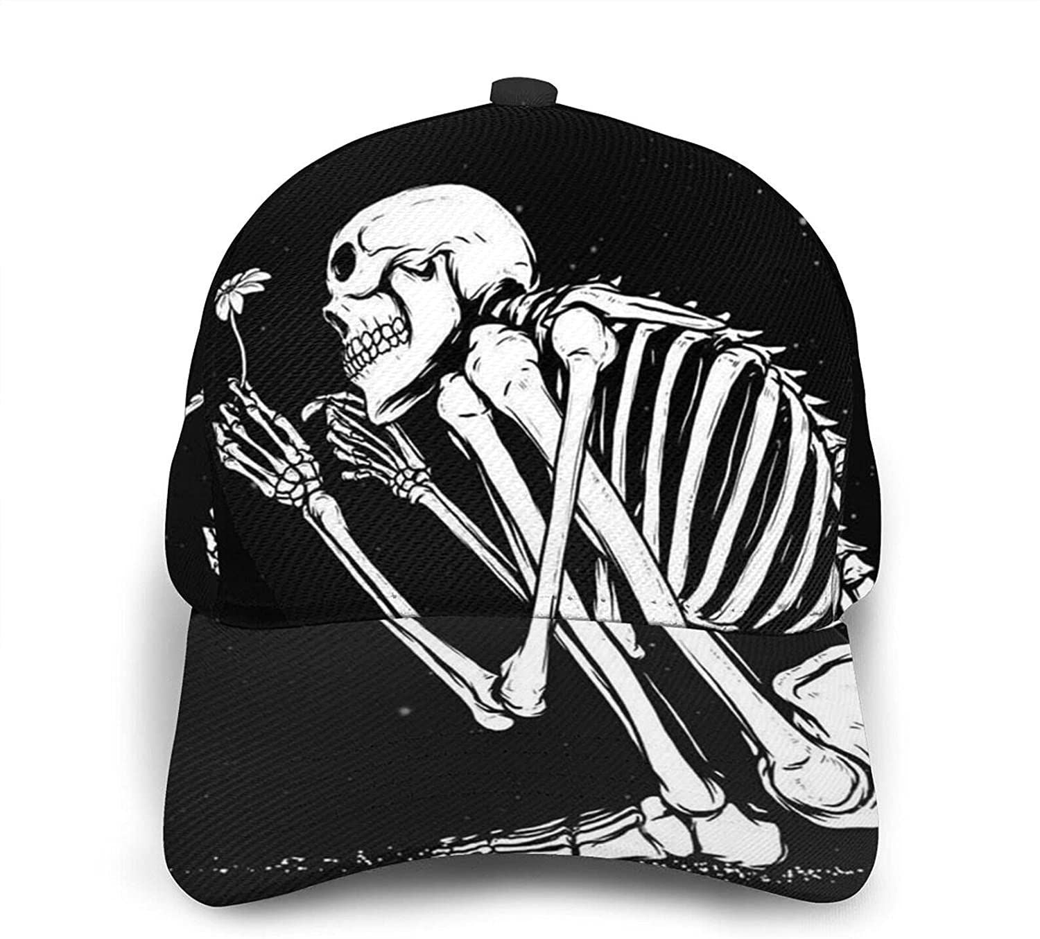 Aesthetic Skeleton Print Casual Baseball 3D Cap Adjustable Twill Sports Dad Hats For Unisex