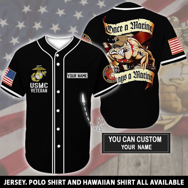 Us Marine Corps Veteran Back Color – Personalized  Baseball Jersey