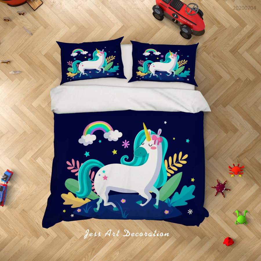 3D Unicorn Rainbow Quilt Cover Set Bedding Set Duvet Cover Pillowcases SF242