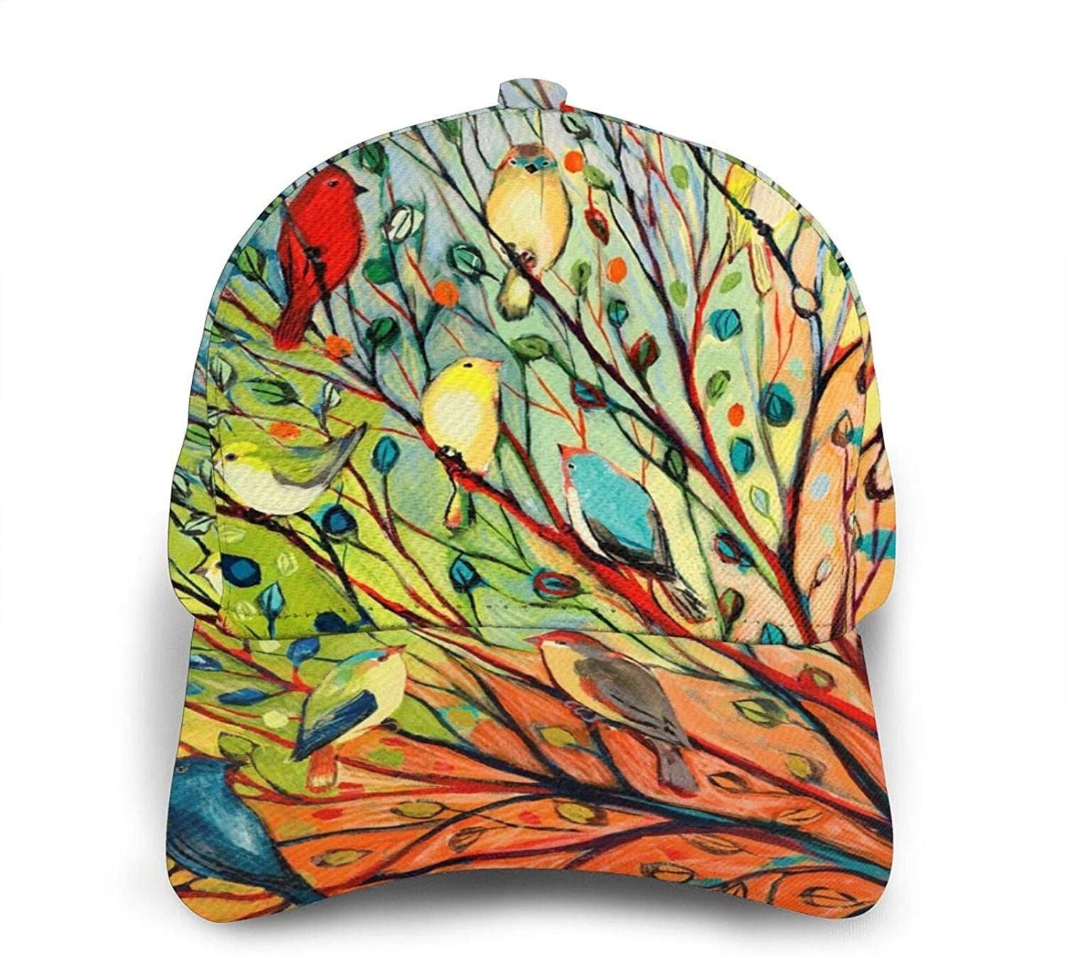 Abstract Trees And Birds Print Classic Baseball 3D Cap Adjustable Twill Sports Dad Hats For Unisex