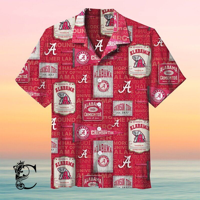 University Of Alabama With Vintage Pennant Logo Design L Hawaiian Shirt