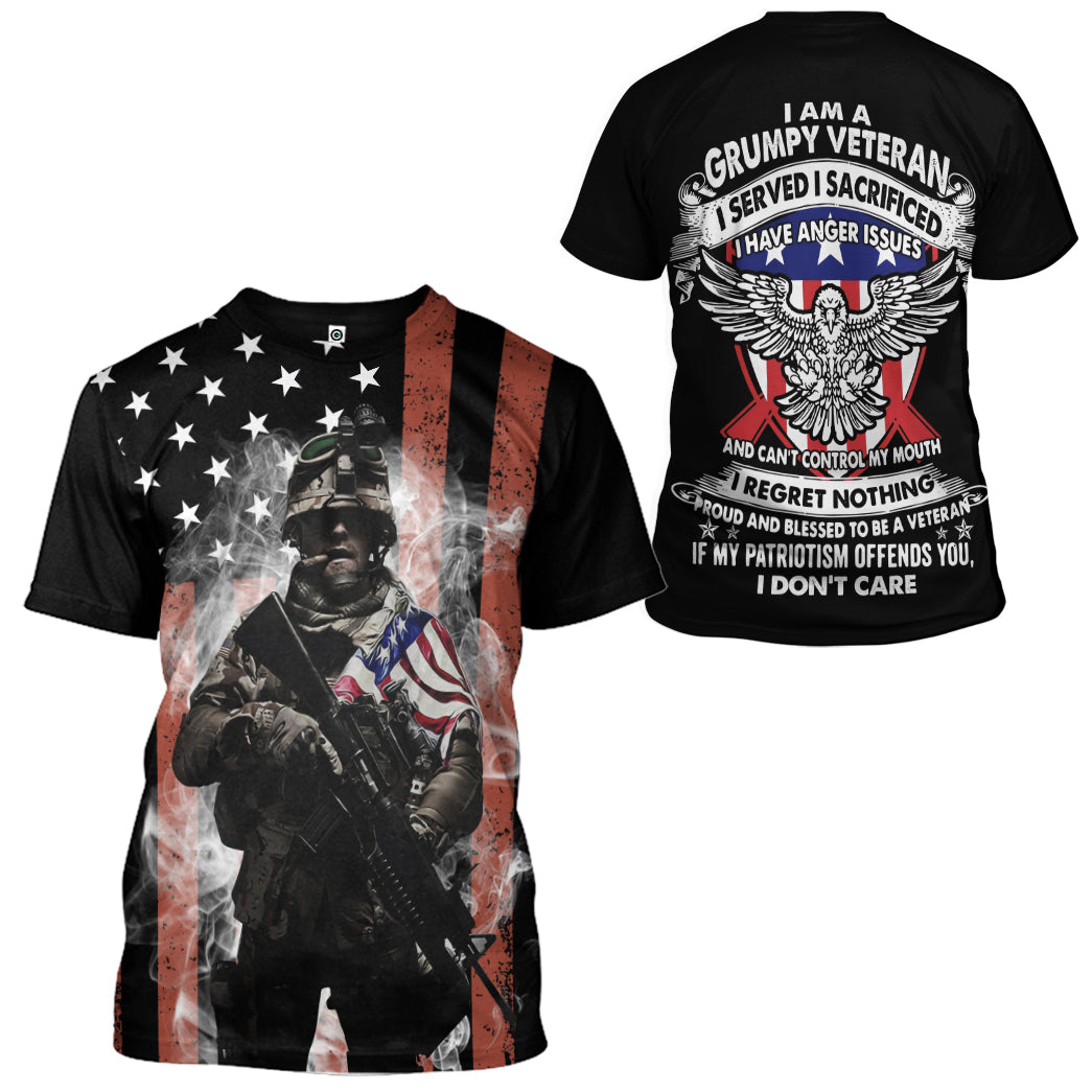 Us Veteran Patriot T-Shirt 3D For Men & Women