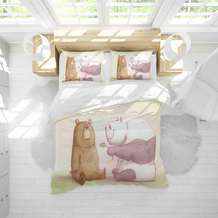 3D Bear Panda Cartoon Quilt Cover Set Bedding Set Duvet Cover Pillowcases SF028