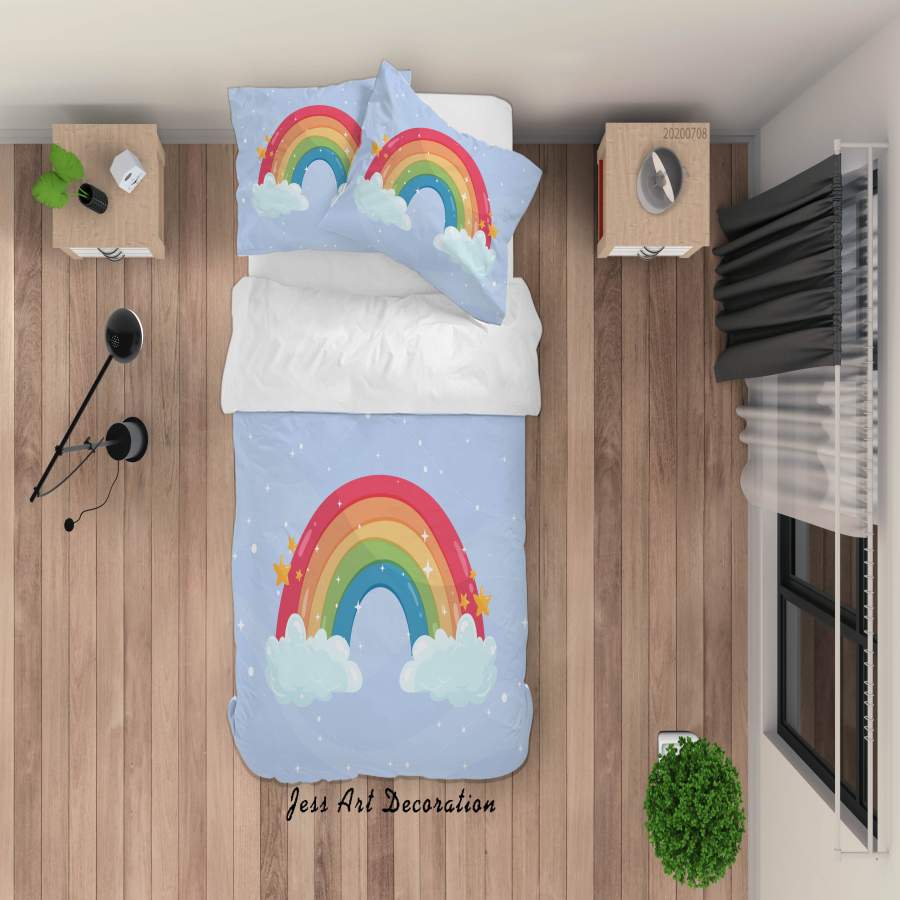 3D Blue Rainbow Quilt Cover Set Bedding Set Duvet Cover Pillowcases SF27