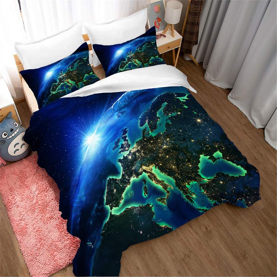 3D Blue Planet Earth Quilt Cover Set Bedding Set Duvet Cover Pillowcases SF174