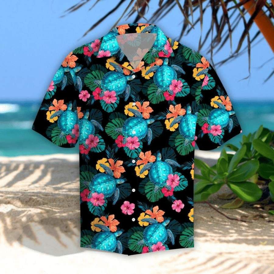 Turtles Hibiscus Tropical Hawaiian Aloha Shirts #hl