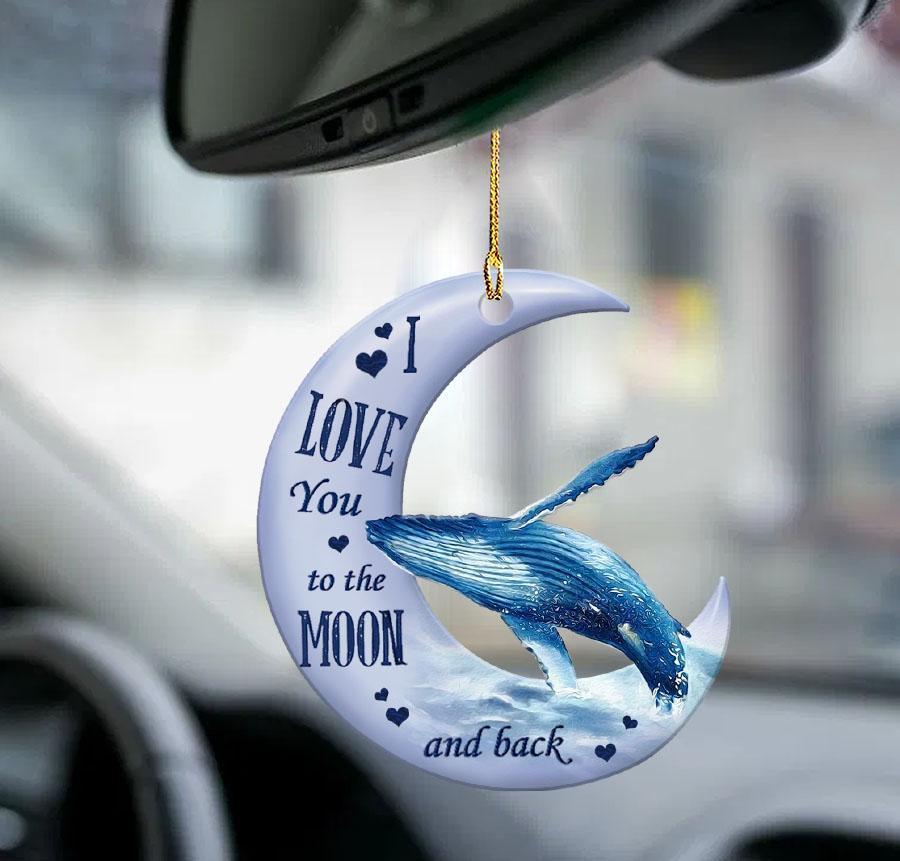 Whale Moon Back Whale Two Sided Ornament – Gift For Whale Lovers