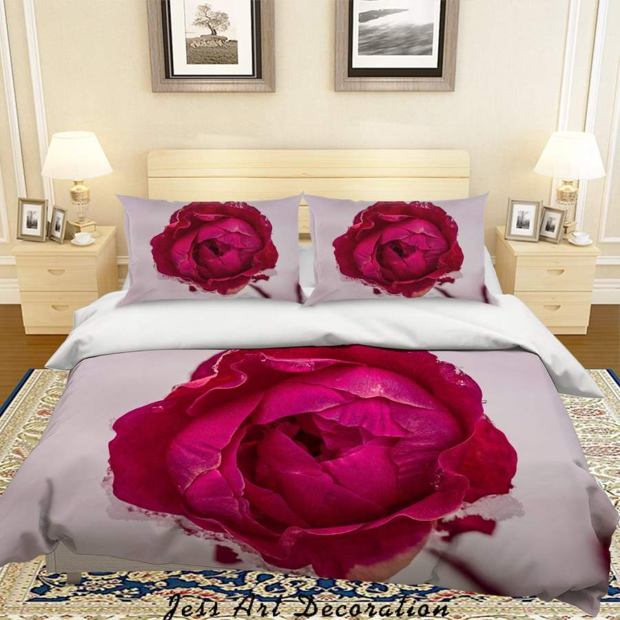 3D Simple Pink Rose Quilt Cover Set Bedding Set Duvet Cover Pillowcases LQH A61