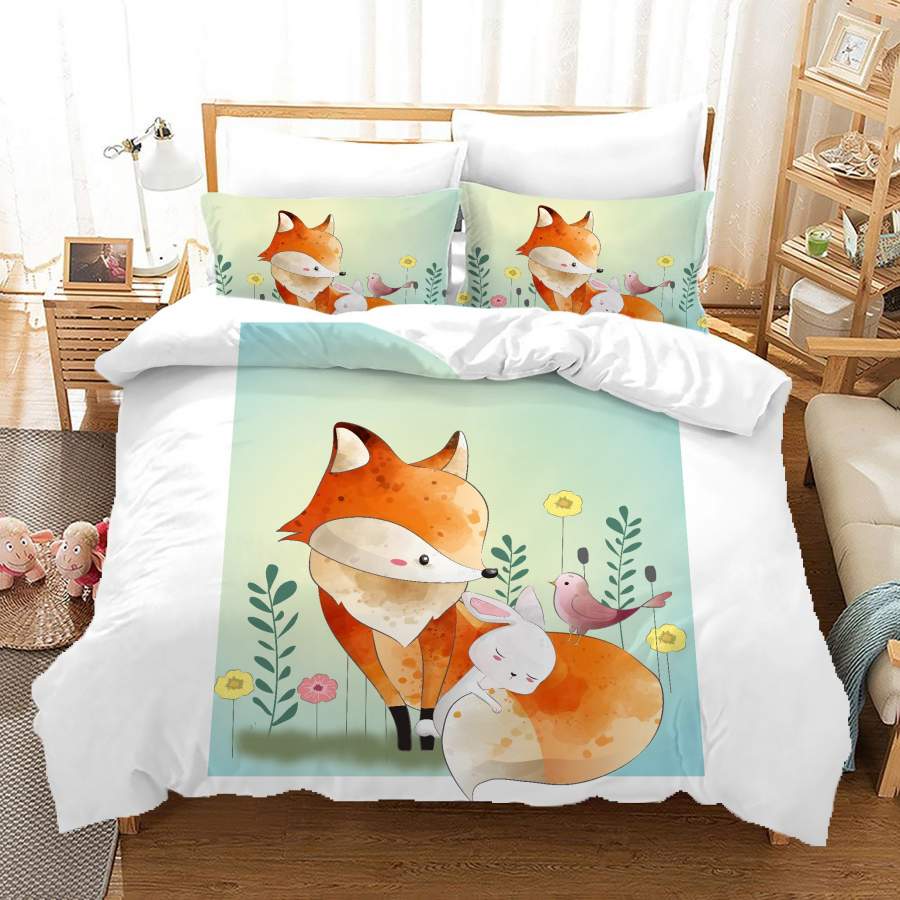 3D Cartoon Fox Bird Quilt Cover Set Bedding Set Duvet Cover Pillowcases A642 LQH