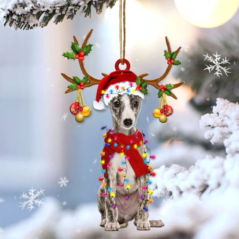 Whippet Reindeer Shape Ornament – Gift For Dog Lover