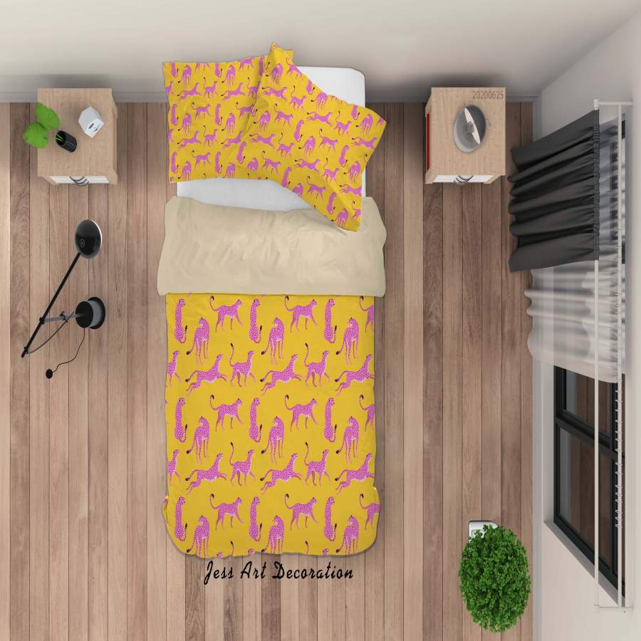 3D Yellow Leopard Quilt Cover Set Bedding Set Duvet Cover Pillowcases SF70